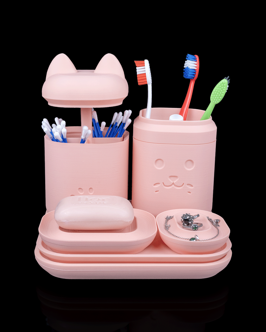 pink cat restroom organizer